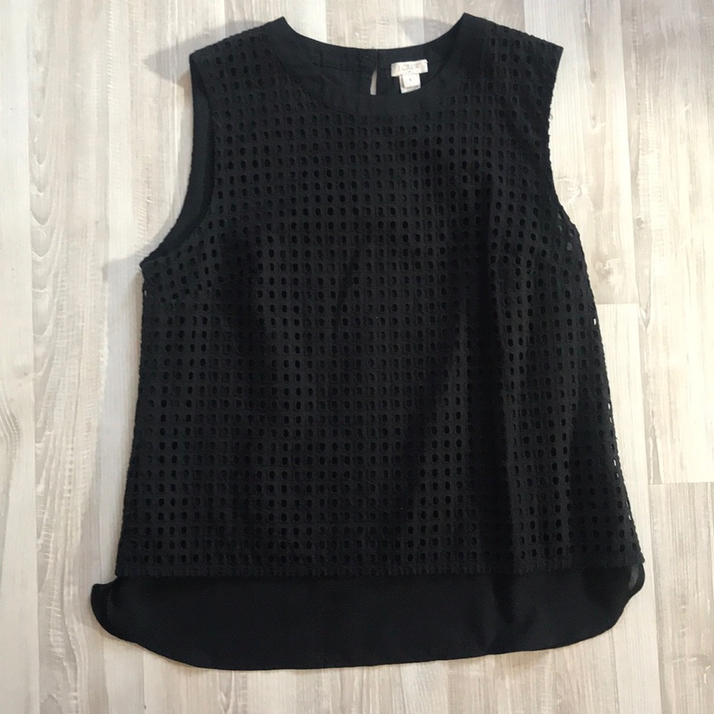 Women’s J. Crew Black Double-Layer, Eyelet Tank